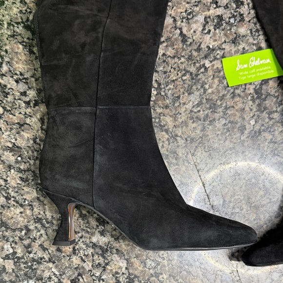 Sam Edelman Black suede Lyla knee high kitten Heeled Boots NWT 6.5 - Picture 6 of 15